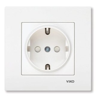 Priza schuko 2P+E simpla cu obturator-protectie copil16A 250V alb Viko VI-KAS.COP