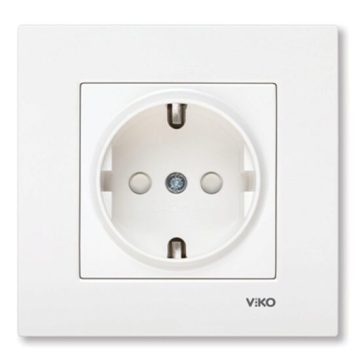 Priza schuko 2P+E simpla cu obturator-protectie copil16A 250V alb Viko VI-KAS.COP