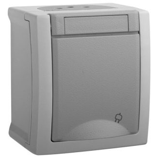 Priza simpla schuko 2P+E cu capac PT 16A 250V IP54 gri Panasonic P-PS
