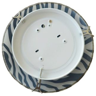 Plafoniera rotunda sticla 2xE27 disp alb mat linii negre zebra F:30CM IP20 C-C3095M