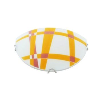 Aplica sticla 1xE27 disp alb mat cu carouri orange IP20 D:30x15CM IP20 C-C3093W