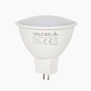 Bec LED spot dicroic MR16 6.5W GU5.3 lumina rece LR 6400K (include taxa timbru verde 0.40 lei) Valcor VLC11033