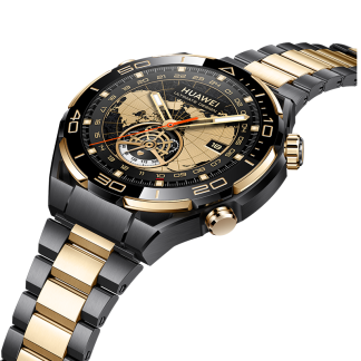 HUAWEI WATCH ULTIMATE DESIGN, Aur de 18K, carcasă din Liquid Metal, curea Gold + 1 curea HNBR extra, Android/iOS