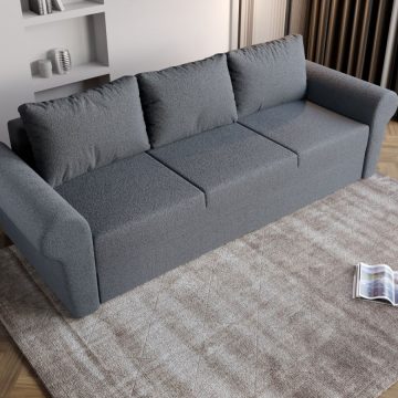 Canapea Extensibila Maroc plusata aspect lana gri