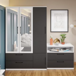 Dulap Benjamin Gri / Alb – C124/04 cu oglinda