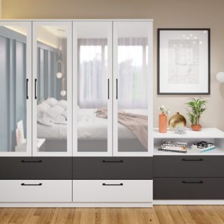 Dulap Benjamin Gri / Alb – C164/06 cu oglinda