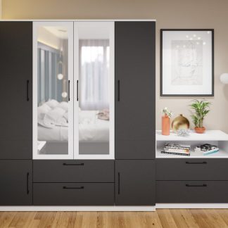 Dulap Benjamin Gri / Alb – C165/01 cu oglinda