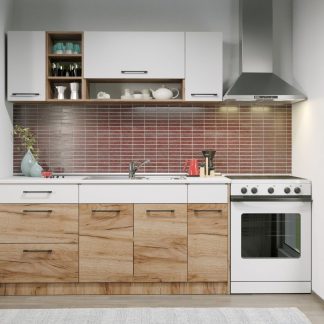 Set Mobila Bucatarie Gastro 170 Alb/Stejar - C14