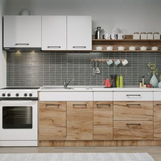 Set Mobila Bucatarie Gastro 260 Alb/Stejar - C15