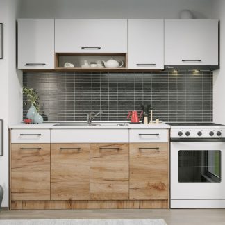 Set Mobila Bucatarie Gastro 220 Alb/Stejar - C20