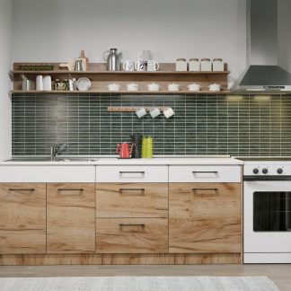 Set Mobila Bucatarie Gastro 200 Alb/Stejar - C22