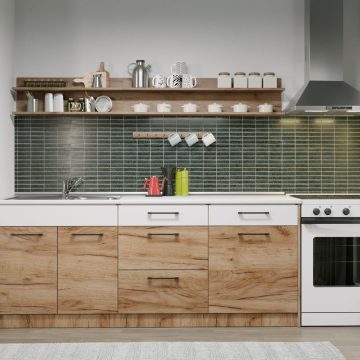 Set Mobila Bucatarie Gastro 200 Alb/Stejar - C22