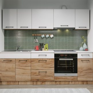 Set Mobila Bucatarie Gastro 240 Alb/Stejar - C02