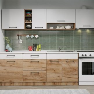 Set Mobila Bucatarie Gastro 260 Alb/Stejar - C03