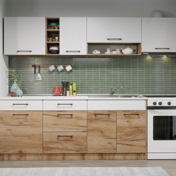 Set Mobila Bucatarie Gastro 260 Alb/Stejar - C03