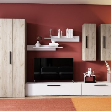 Living Pati 021 - Mobila Sufragerie Stejar + Alb
