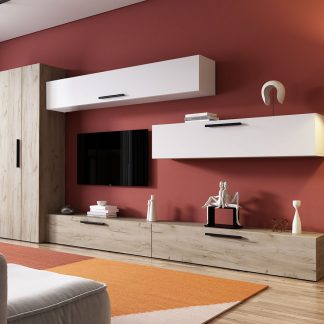 Living Pati 023 - Mobila Sufragerie Stejar + Alb