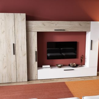 Living Pati 027 - Mobila Sufragerie Stejar + Alb