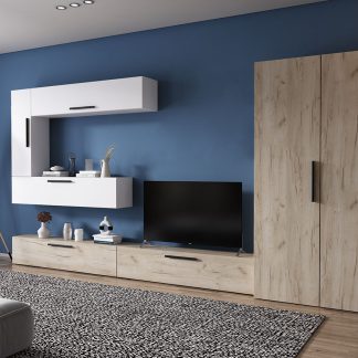 Living Pati 035 - Mobila Sufragerie Alba + Stejar