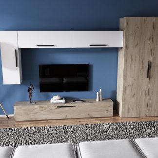 Living Pati 038 - Mobila Sufragerie Stejar + Alb