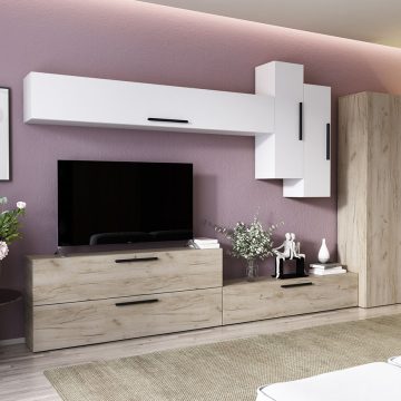 Living Pati 047 - Mobila Sufragerie Stejar + Alb