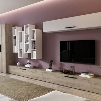 Living Pati 050 - Mobila Sufragerie Stejar + Alb