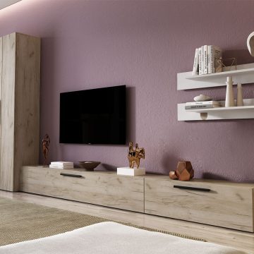 Living Pati 059 - Mobila Sufragerie Stejar + Alb