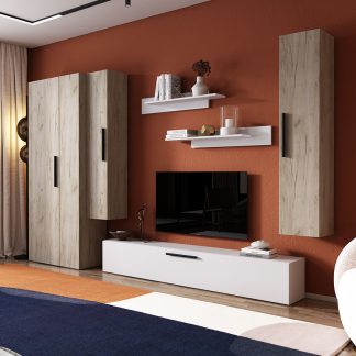 Living Pati 065 - Mobila Sufragerie Stejar + Alb