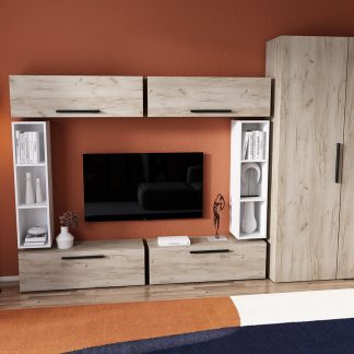 Living Pati 067 - Mobila Sufragerie Stejar + Alb