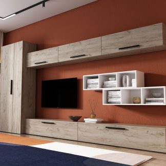 Living Pati 070 - Mobila Sufragerie Stejar + Alb