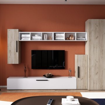 Living Pati 074 - Mobila Sufragerie Stejar + Alb