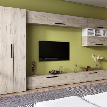 Living Pati 076 - Mobila Sufragerie Stejar + Alb