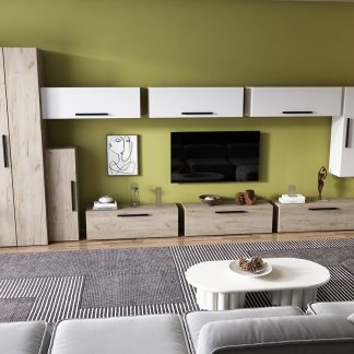 Living Pati 083 - Mobila Sufragerie Stejar + Alb