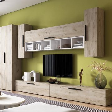 Living Pati 085 - Mobila Sufragerie Stejar + Alb