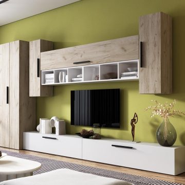 Living Pati 086 - Mobila Sufragerie Stejar + Alb