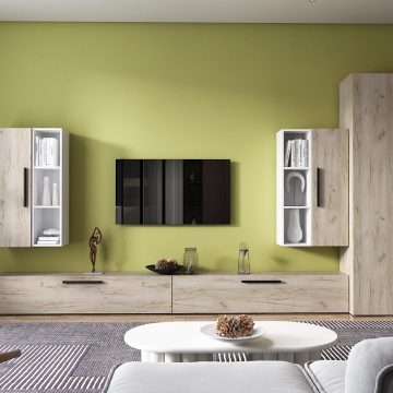 Living Pati 088 - Mobila Sufragerie Stejar + Alb