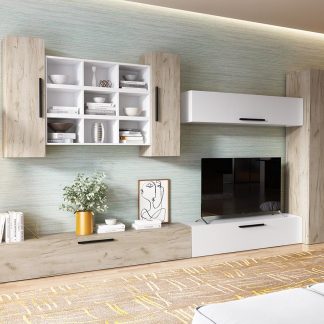 Living Pati 092 - Mobila Sufragerie Alba + Stejar