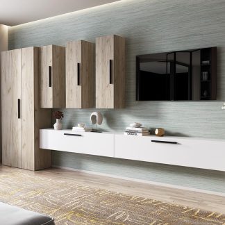 Living Pati 095 - Mobila Sufragerie Alba + Stejar