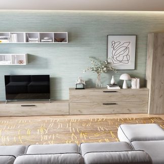 Living Pati 097 - Mobila Sufragerie Alba + Stejar