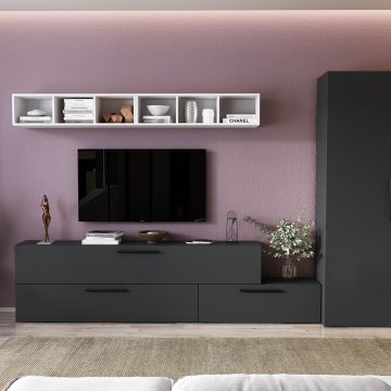 Living Pati 106 - Mobila Sufragerie Gri + Alb