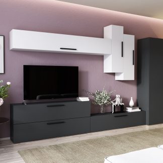 Living Pati 118 - Mobila Sufragerie Gri Antracit + Alb