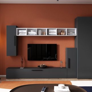Living Pati 122 - Mobila Sufragerie Gri Antracit + Alb
