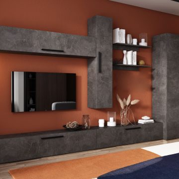 Living Pati 133 - Mobila Sufragerie Gri Beton