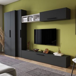 Living Pati 136 - Mobila Sufragerie Gri Antracit + Alb