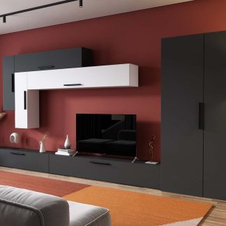 Living Pati 151 - Mobila Sufragerie Gri Antracit + Alb