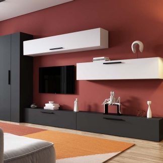 Living Pati 159 - Mobila Sufragerie Gri Antracit + Alb