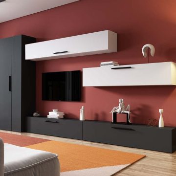 Living Pati 159 - Mobila Sufragerie Gri Antracit + Alb
