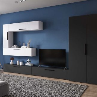 Living Pati 171 - Mobila Sufragerie Gri Antracit + Alb