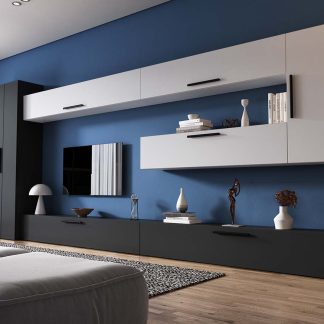 Living Pati 179 - Mobila Sufragerie Gri Antracit + Alb