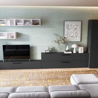 Living Pati 194 - Mobila Sufragerie Gri Antracit + Alb